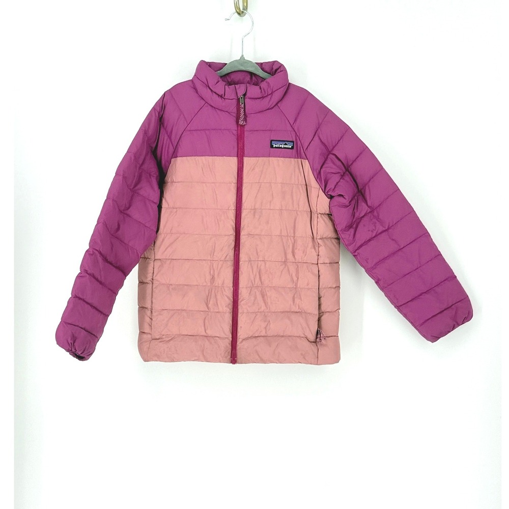 Patagonia Kids Two Tone Pink Down Puffer Jacket Gorpcore Outdoors Warm Size S